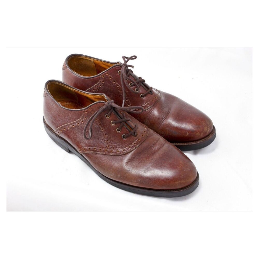 Johnston & Murphy Brown Leather Oxford Shoes Men's Size 11 W Made in Italy